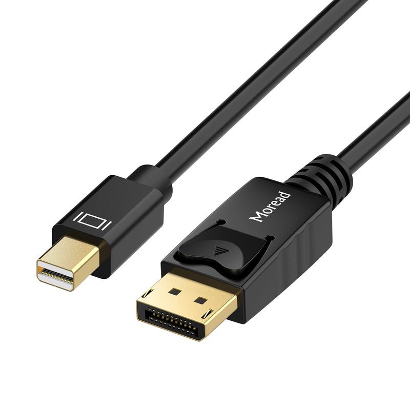 Moread Mini DisplayPort to DP Cable, 6 Feet, Gold-Plated - 4K@60Hz, 2K@144Hz - Black - Image 1